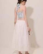 Watercolour Smocked-Back Surplice Crop Top - Image 3