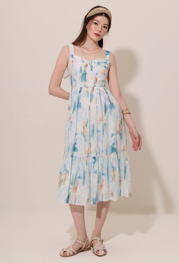Watercolour Tiered Ruffle Midi Dress - Image 5