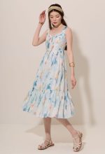 Watercolour Tiered Ruffle Midi Dress - Image 6