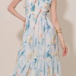Watercolour Tiered Ruffle Midi Dress