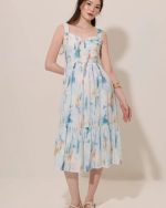 Watercolour Tiered Ruffle Midi Dress - Image 4