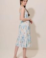 Watercolour Tiered Ruffle Midi Dress - Image 2