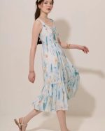 Watercolour Tiered Ruffle Midi Dress - Image 3