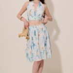 Watercolour Flowy Midi Skirt
