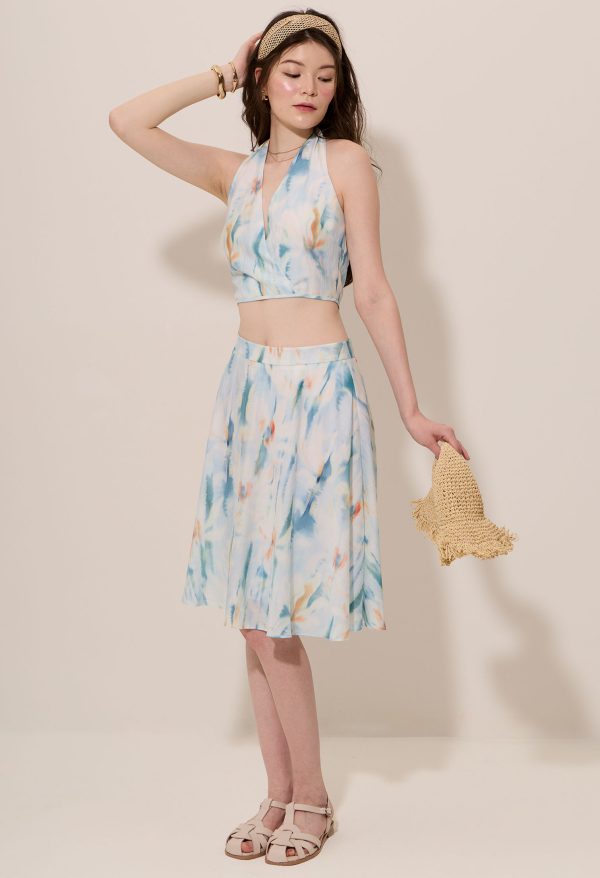 Watercolour Flowy Midi Skirt - Image 2